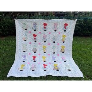 Vintage Sunbonnet Sue Quilt Handmade Appliqué Cottage Farmhouse Decor Primitive